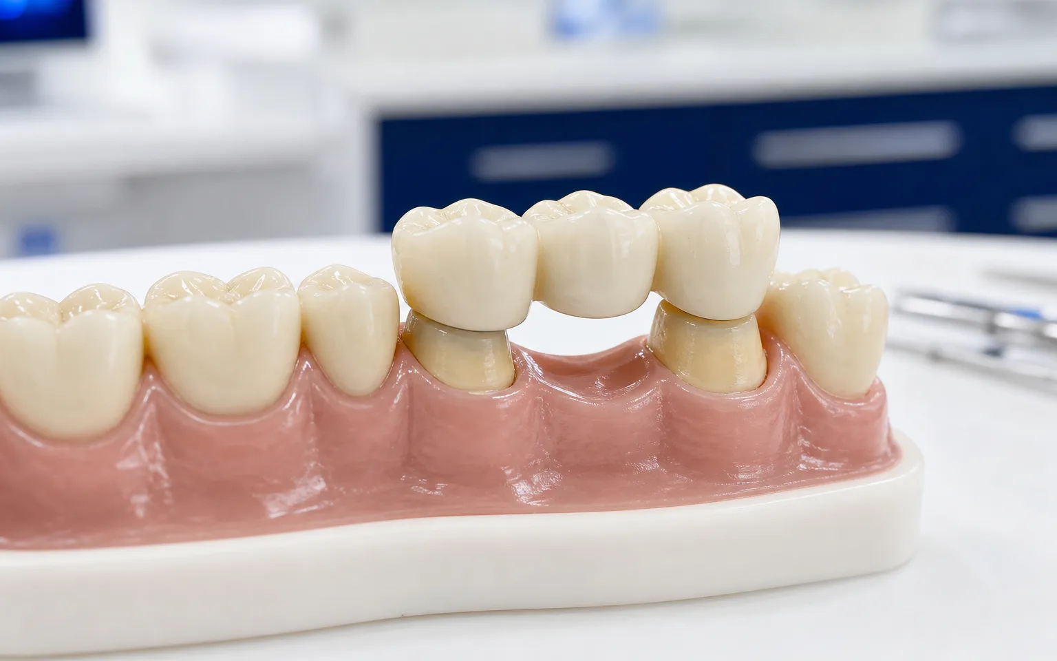 Illustration of traditional dental bridge
