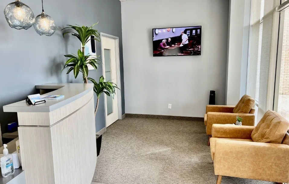 Reception area at Westpark Village Dental Care in Plano, TX
