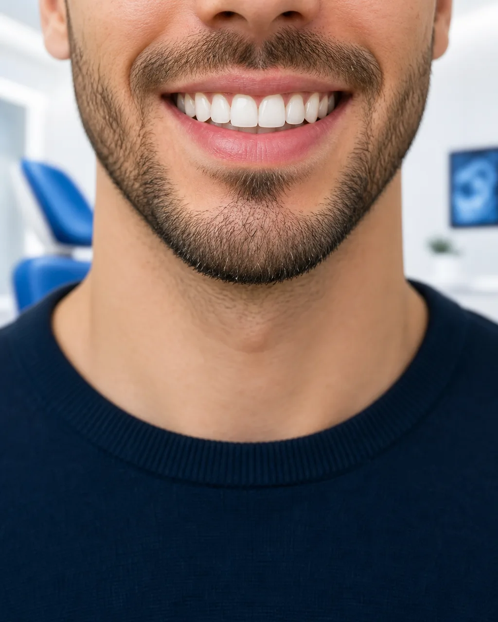 Person's smile before and after teeth whitening